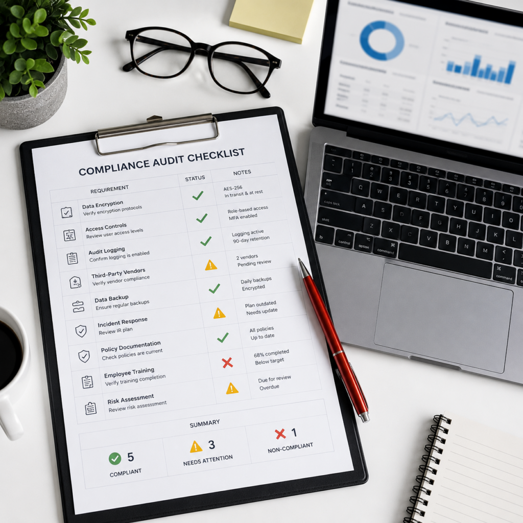 Modern-desk-with-compliance-checklist